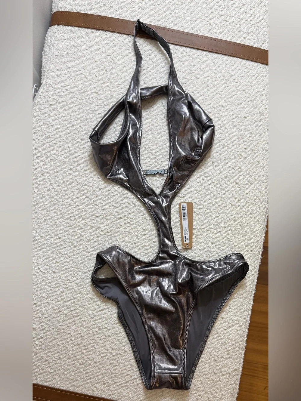 Skims metallic Monokini in Chrome Size S NWT